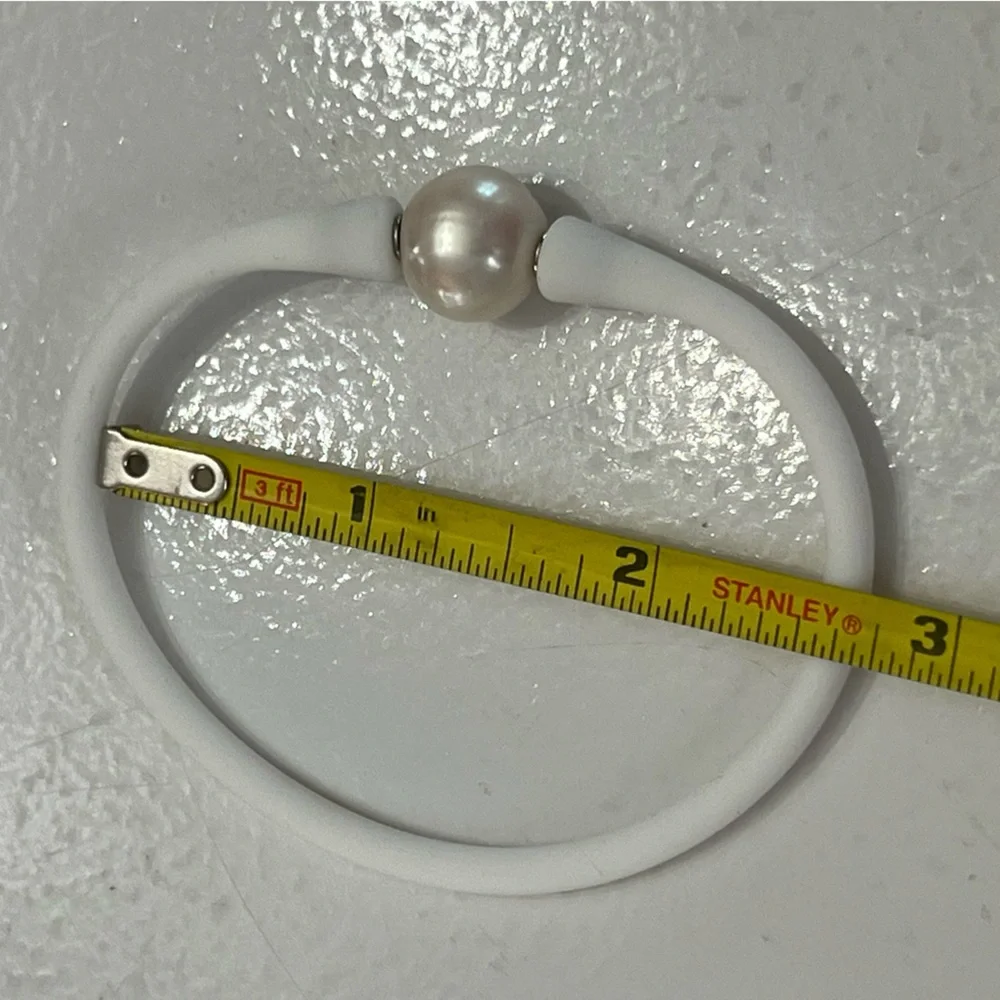 FRESH WATER PEARL | White Silicone Jelly Bracelet | NEW!